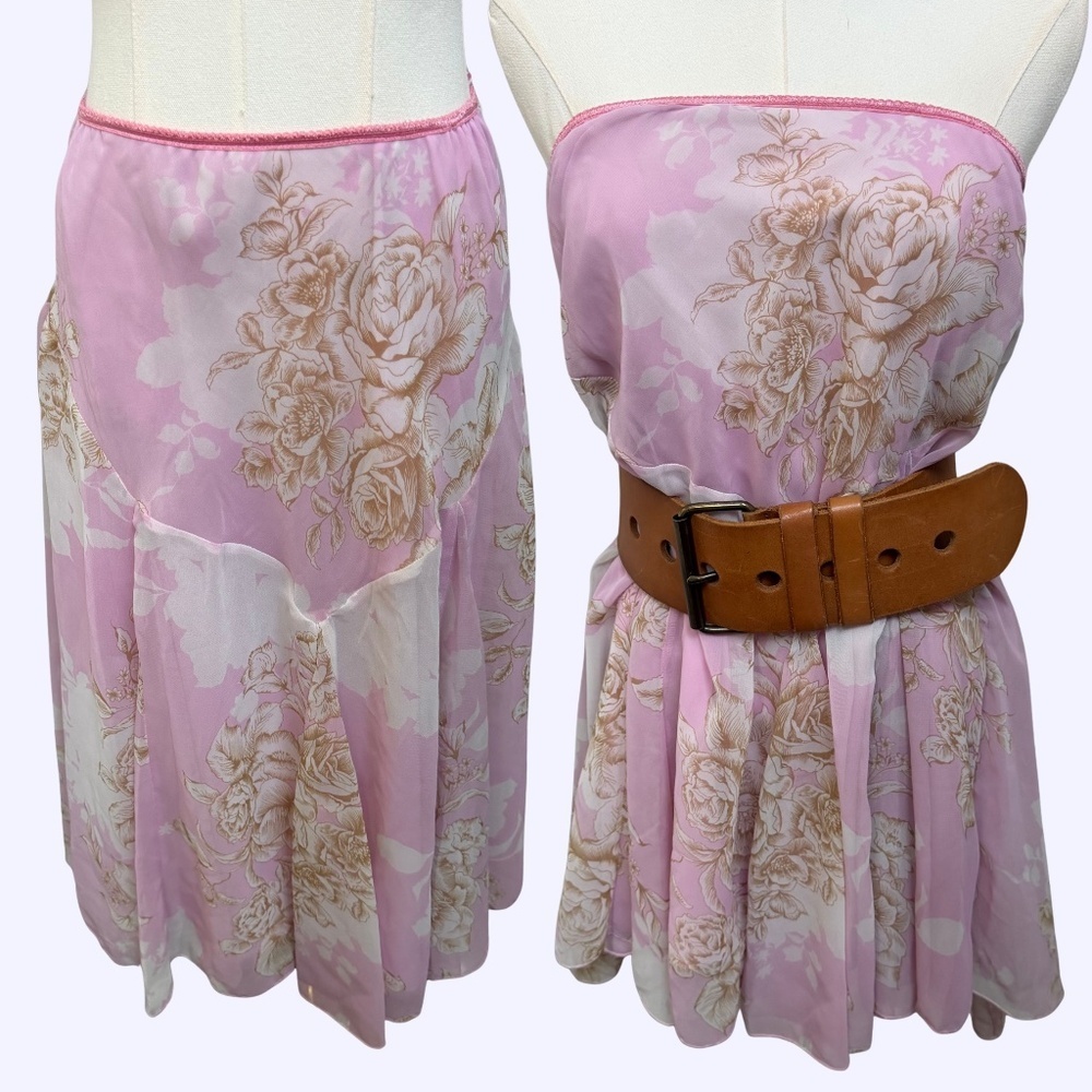 Y2K Vintage Fairycore drop waist Floral Baby Pink Skirt